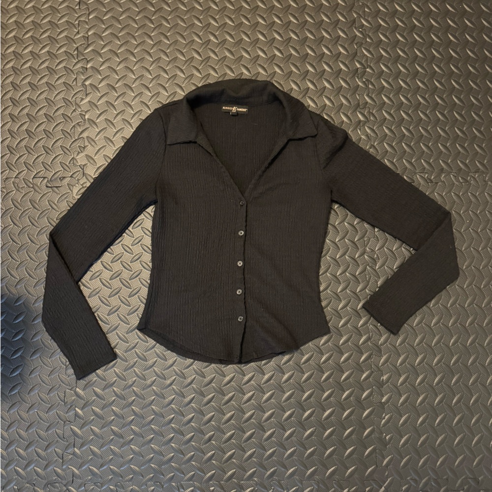 Almost Famous Charcoal Button-Down Women's Shirt